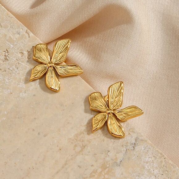 18K Gold Plated Flower Stud Earrings‎ Summer Jewelry - Picture 7 of 13